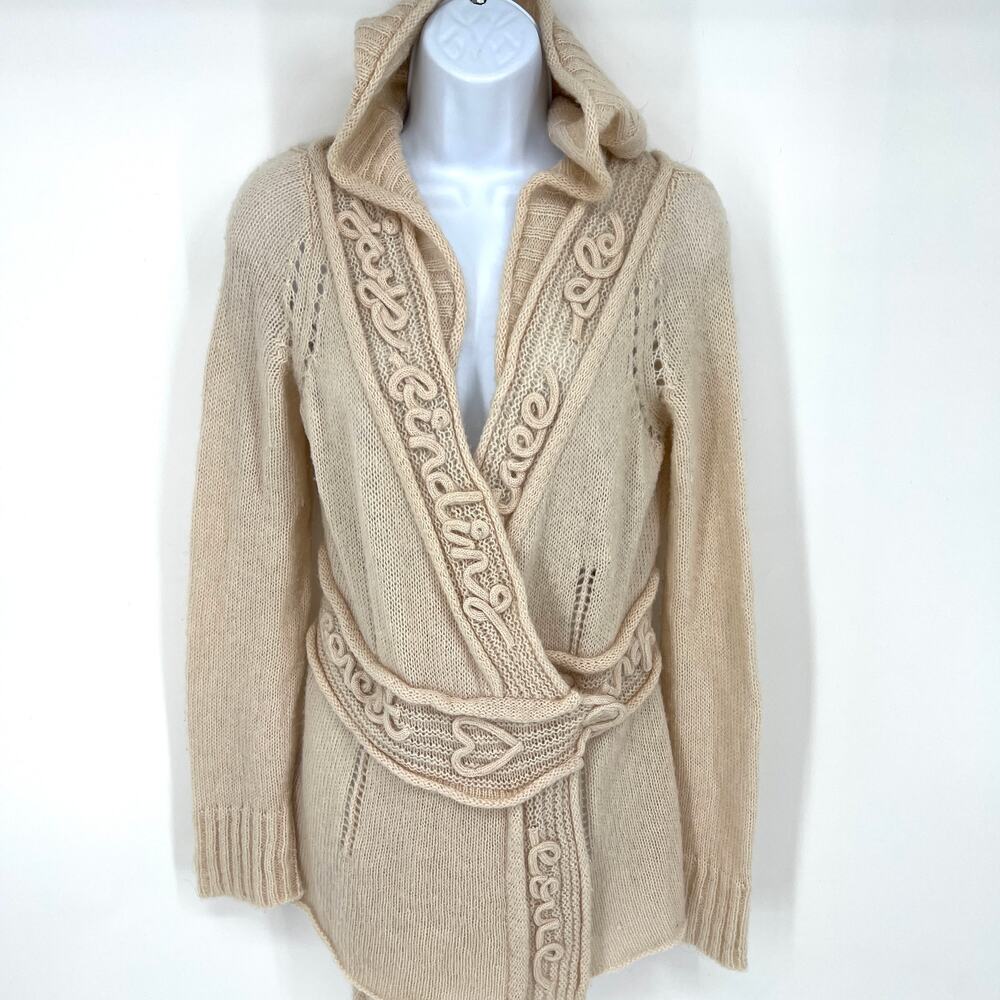 Anthropologie Sleeping on Snow Ode & Sonnet Hooded Cardigan Sweater Size M
